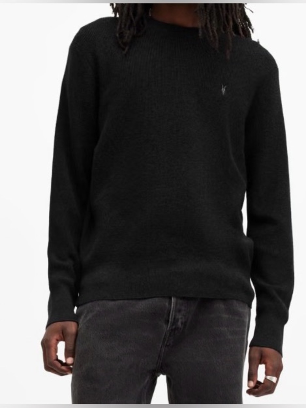 All Saints Men's Black Crewneck Sweater 100% merino L/ XL